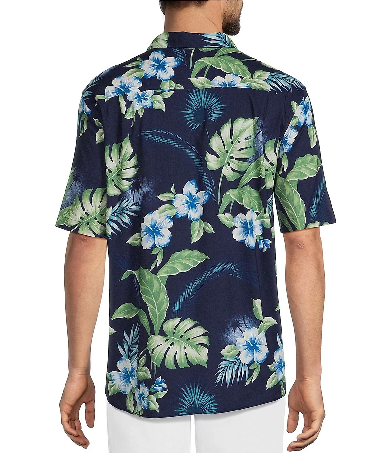 Caribbean Tropical Print Short Sleeve Woven Shirt