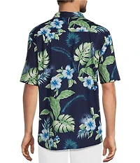 Caribbean Tropical Print Short Sleeve Woven Shirt