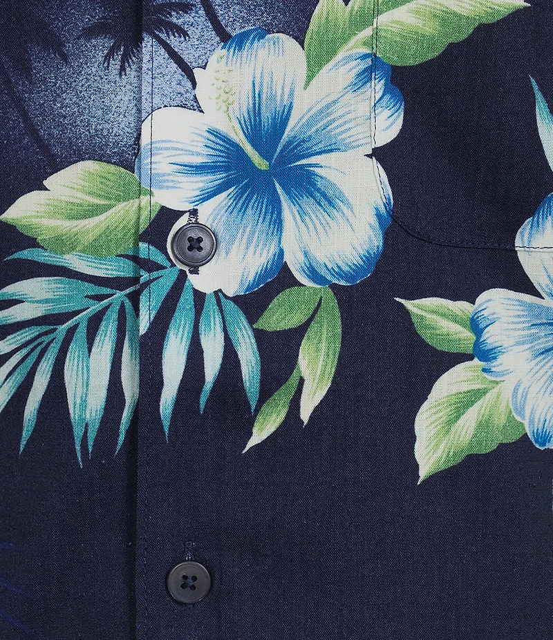 Caribbean Tropical Print Short Sleeve Woven Shirt