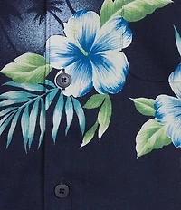Caribbean Tropical Print Short Sleeve Woven Shirt