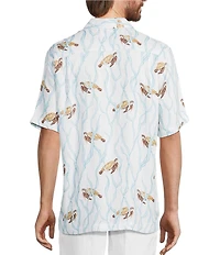 Caribbean Turtle Print Short Sleeve Woven Shirt
