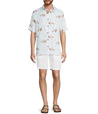 Caribbean Turtle Print Short Sleeve Woven Shirt