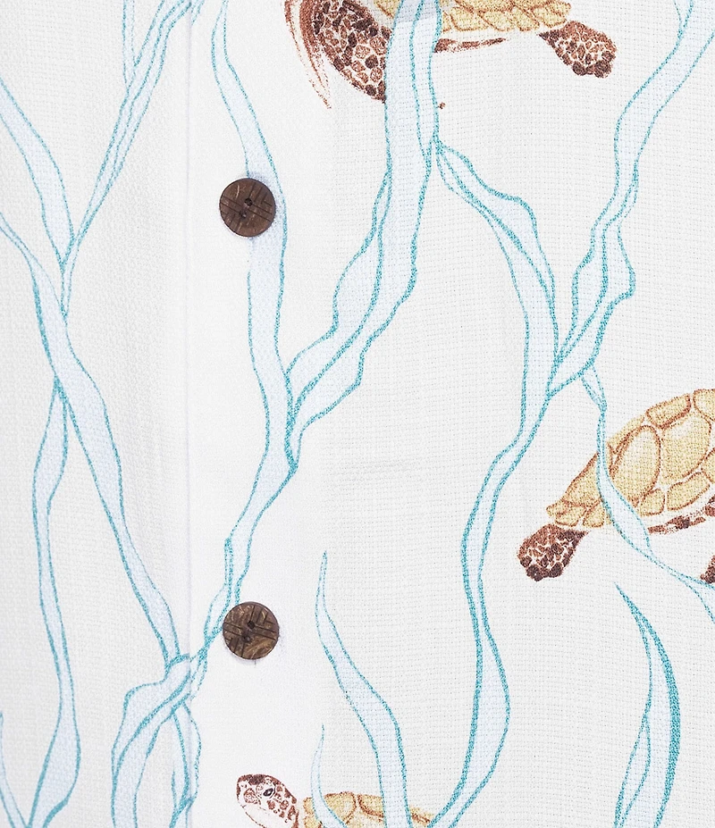 Caribbean Turtle Print Short Sleeve Woven Shirt
