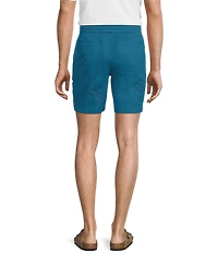 Caribbean Turtle Tonal Embroidery 7#double; Inseam Shorts