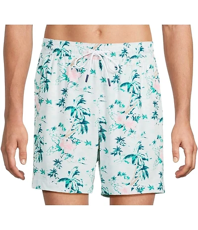 Caribbean Vintage Scenic 6#double; Cabana Swim Trunks