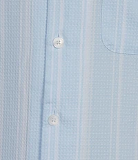 Caribbean Waffle Stripe Print Short Sleeve Woven Camp Shirt