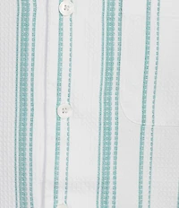 Caribbean Waffle Stripe Print Short Sleeve Woven Camp Shirt
