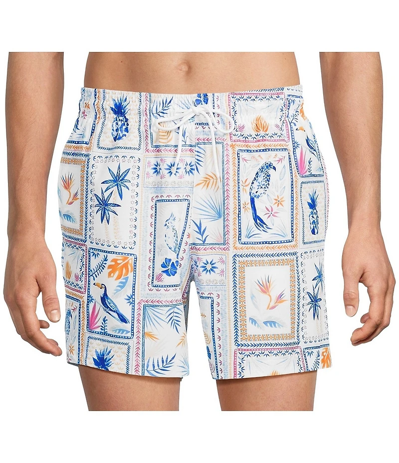 Caribbean Watercolor Collage 6#double; Swim Trunks