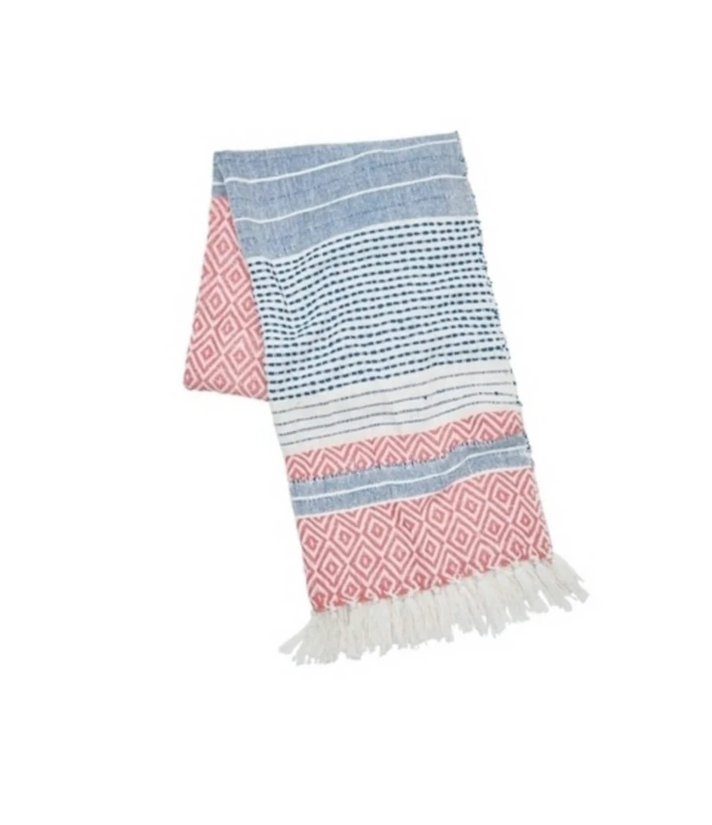 carol & frank Berkley Hand-Woven Diamond Pattern Mixed Media Cotton Throw Blanket
