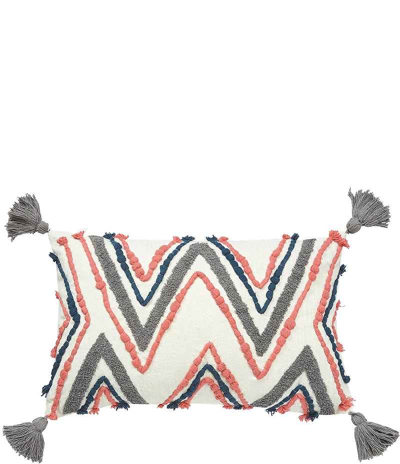 carol & frank Austin Textured Chevron Pattern Tassel Decorative Throw Pillow