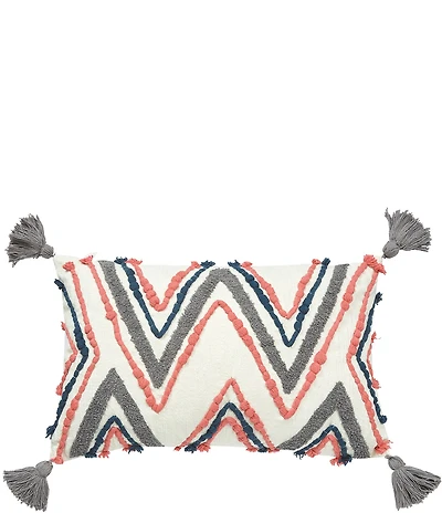 carol & frank Austin Textured Chevron Pattern Tassel Decorative Throw Pillow