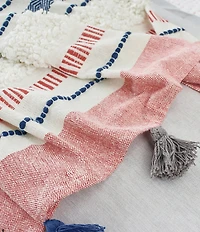 carol & frank Barton Striped Mixed Media Tassel Decorative Throw Blanket