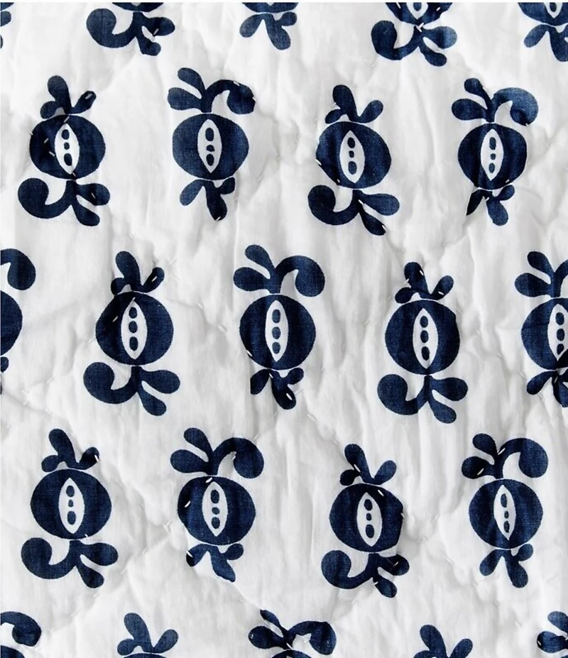 carol & frank Cassie Chinoiserie Tulip Floral Cotton Voile Reversible Quilt
