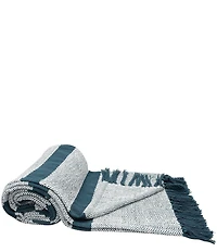 carol & frank Chandler Ringspun Cotton Yarn Striped Throw Blanket