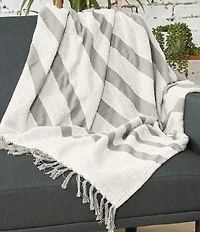 carol & frank Chandler Ringspun Cotton Yarn Striped Throw Blanket