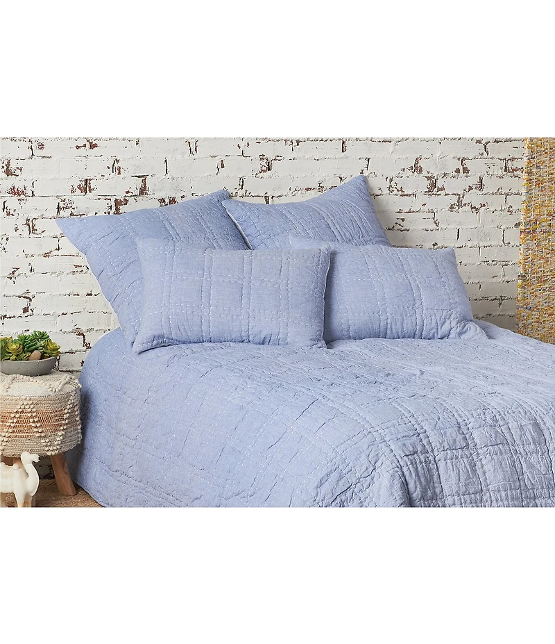carol & frank Hugh Hand-Stitched Block Pattern Reversible Quilt