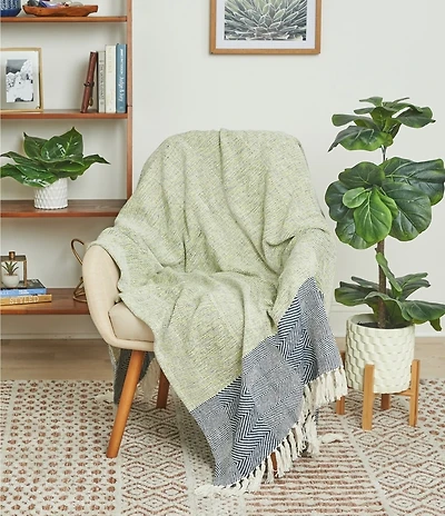 carol & frank Jason Mixed Media Chevron Stripe Citron Throw Blanket