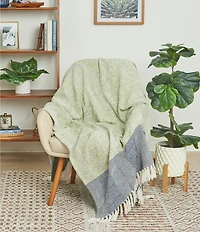 carol & frank Jason Mixed Media Chevron Stripe Citron Throw Blanket