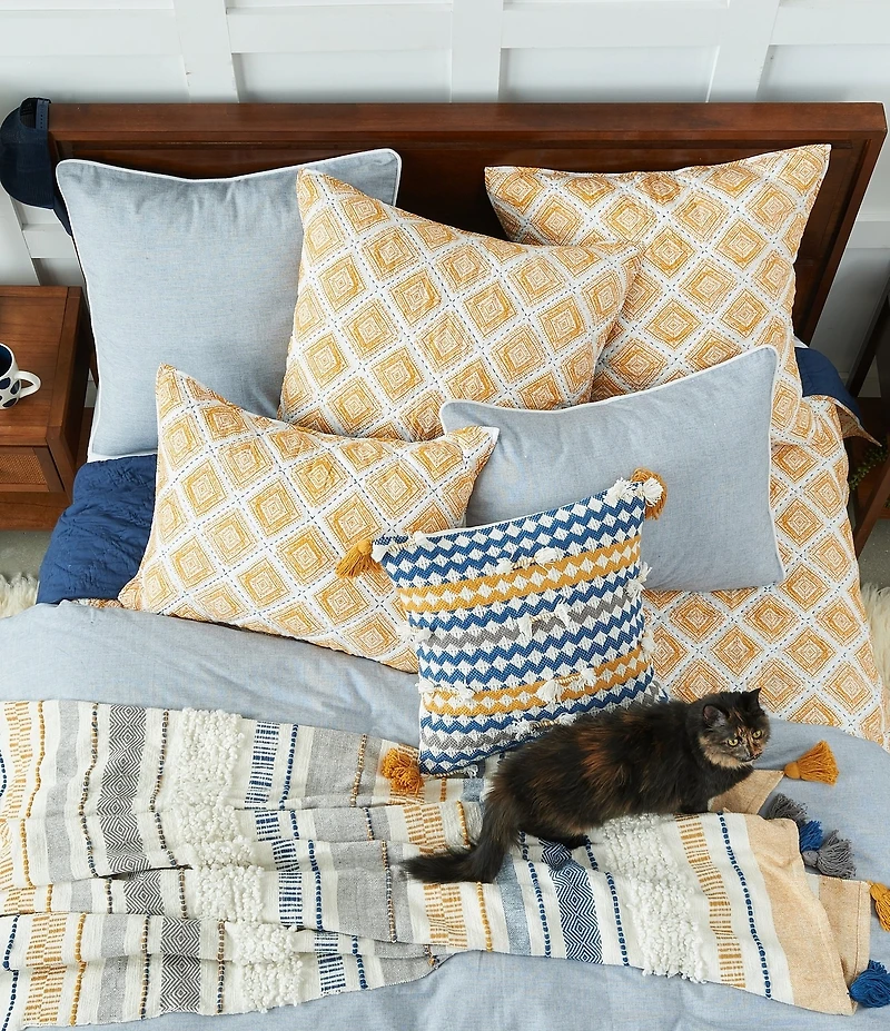 carol & frank Jensen Chevron Zig Zag Tassel Decorative Throw Pillow