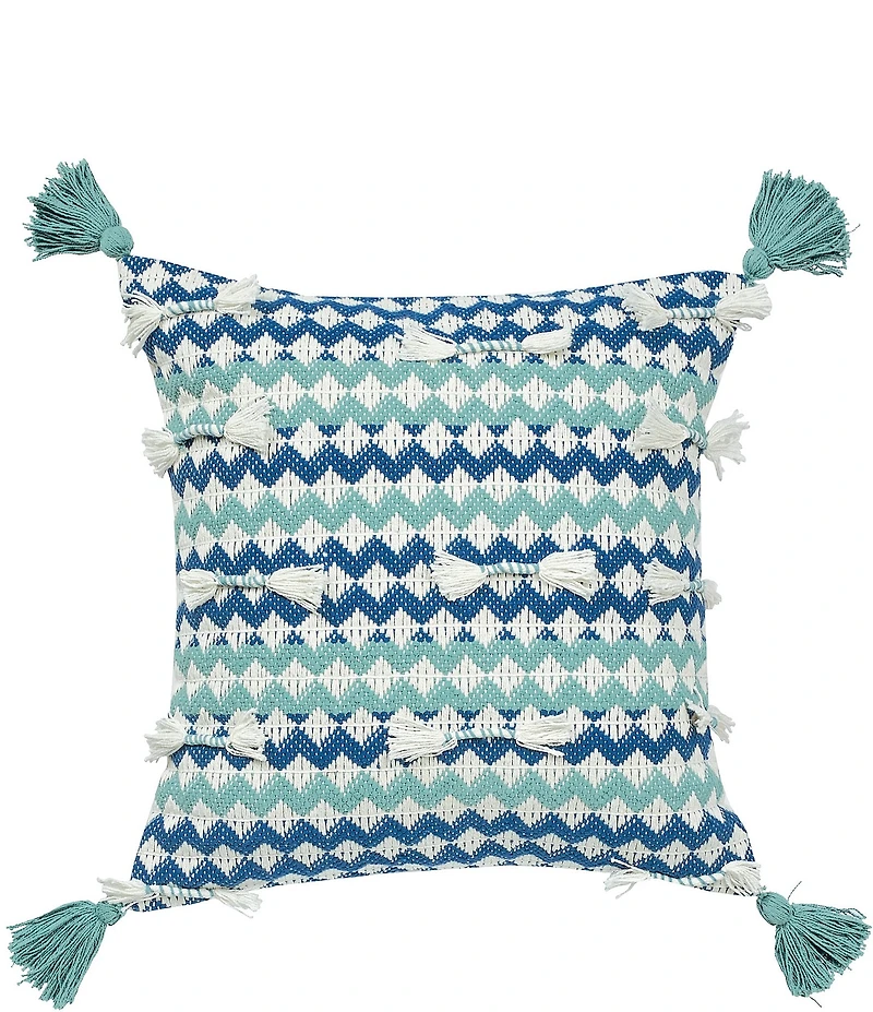 carol & frank Jensen Chevron Zig Zag Tassel Decorative Throw Pillow
