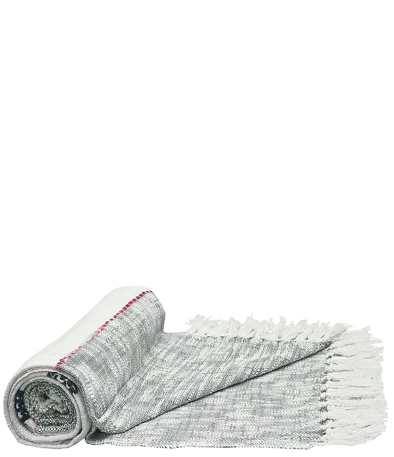 carol & frank Luna Melange Weave Textured Slub Accent Tassel Fringe Throw Blanket