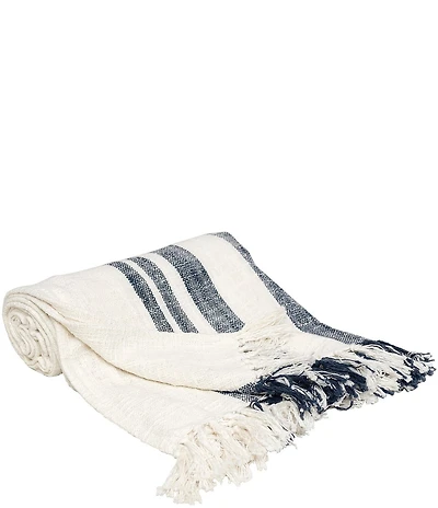 carol & frank Morgan Striped Fringe Throw Blanket