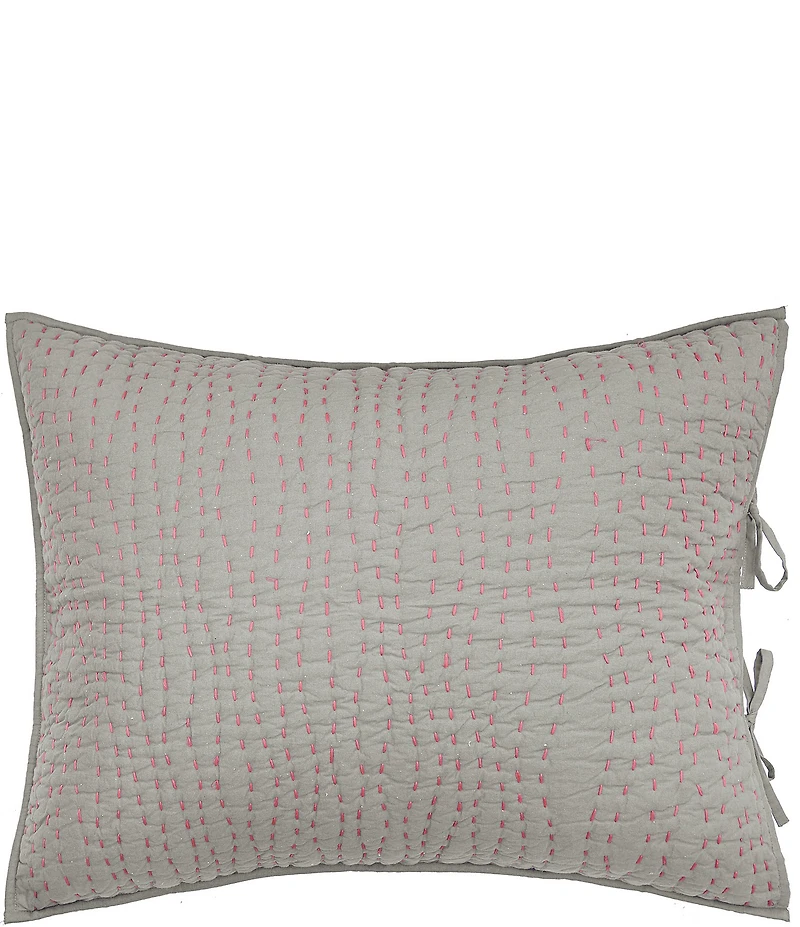 carol & frank Polly Reversible Kantha Stitch Standard Pillow Sham