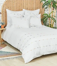carol & frank Raina Embroidered Ombre Dyed Slub Yarn Duvet Cover
