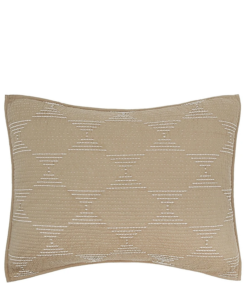 carol & frank Saunders Kantha Stitch Geometric Pillow Sham