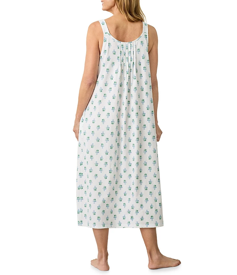 Carole Hochman Bouquet Print Sleeveless Scoop Neck Jersey Knit Long Nightgown