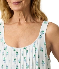 Carole Hochman Bouquet Print Sleeveless Scoop Neck Jersey Knit Long Nightgown