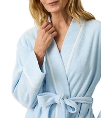 Carole Hochman Cashmere Terry Long Sleeve Wrap Waltz Short Robe