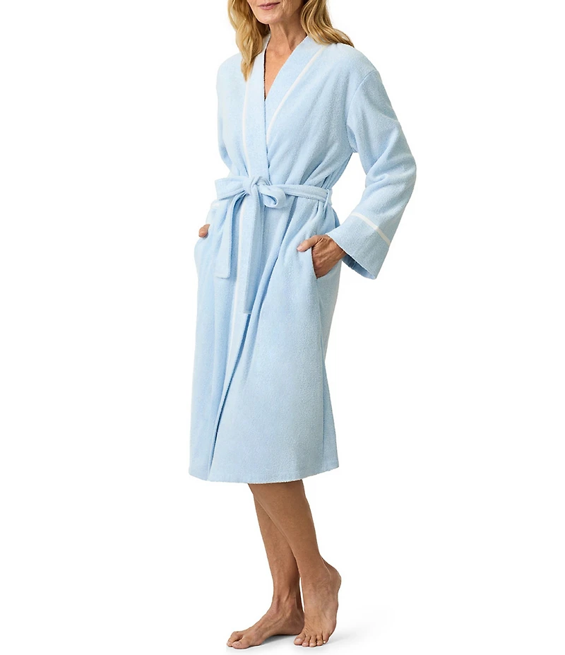 Carole Hochman Cashmere Terry Long Sleeve Wrap Waltz Short Robe