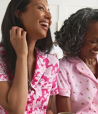 Carole Hochman Floral Print Short Sleeve Notch Collar Jersey Knit Capri Pajama Set