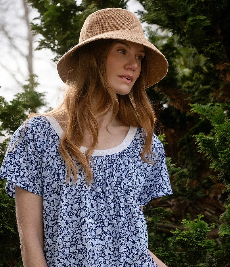 Carole Hochman Floral Print Short Sleeve Round Neck Jersey Knit Capri Pajama Set