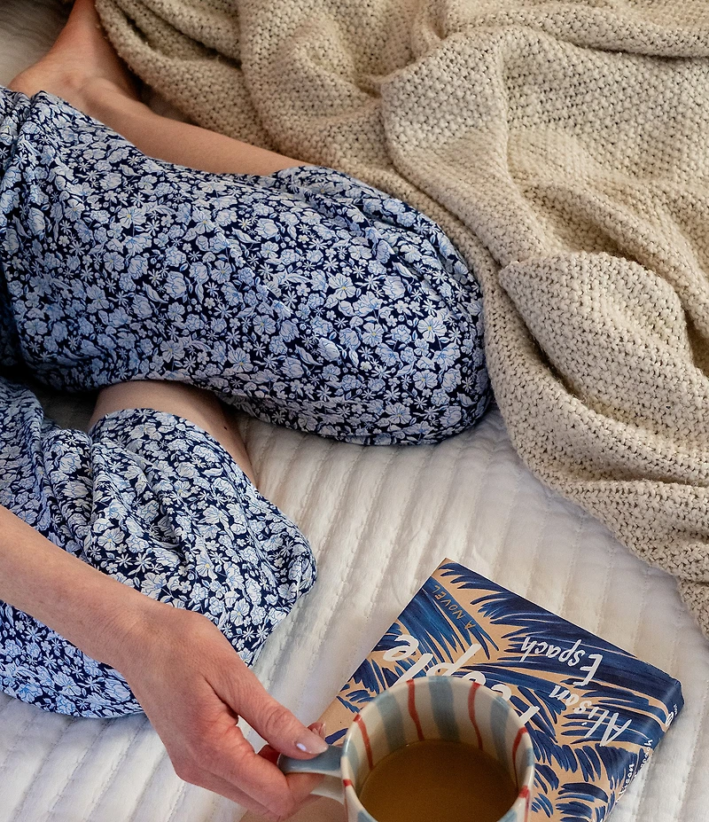 Carole Hochman Floral Print Short Sleeve Round Neck Jersey Knit Capri Pajama Set