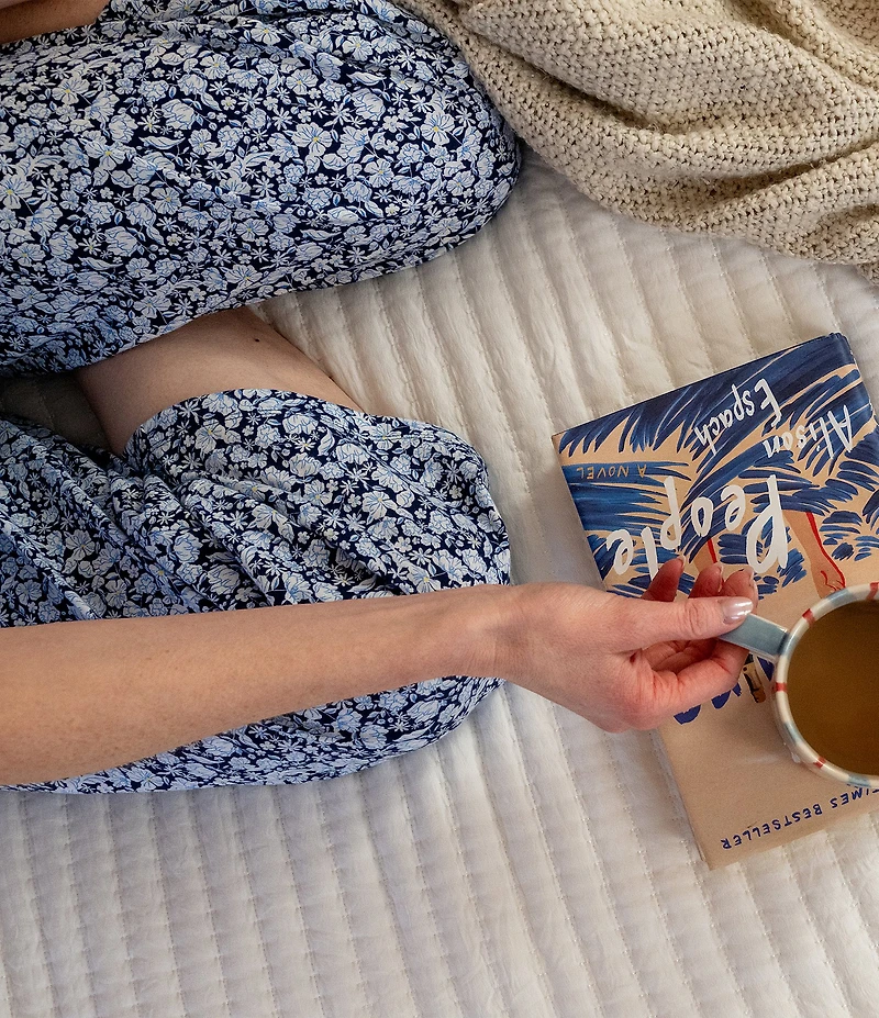 Carole Hochman Floral Print Short Sleeve Round Neck Jersey Knit Capri Pajama Set