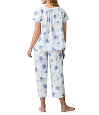 Carole Hochman Floral Print Short Sleeve Round Neck Jersey Knit Capri Pajama Set