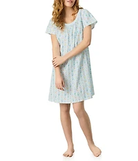 Carole Hochman Floral Print Short Sleeve Round Neck Jersey Knit Short Nightgown