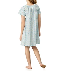 Carole Hochman Floral Print Short Sleeve Round Neck Jersey Knit Short Nightgown