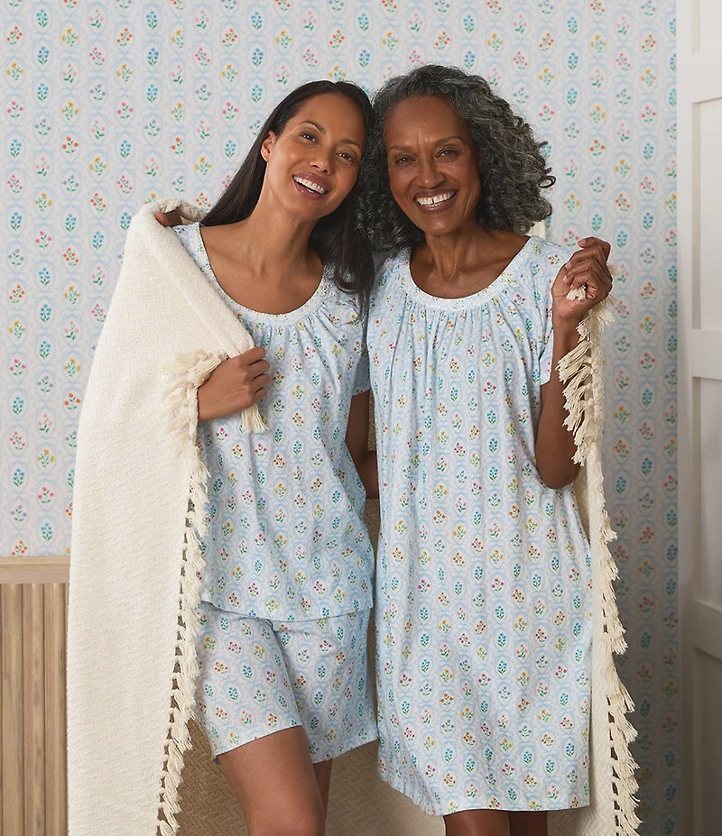 Carole Hochman Floral Print Short Sleeve Round Neck Jersey Knit Short Nightgown