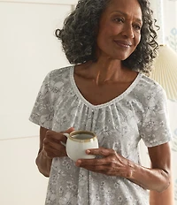 Carole Hochman Floral Print Short Sleeve V-Neck Jersey Knit Short Nightgown