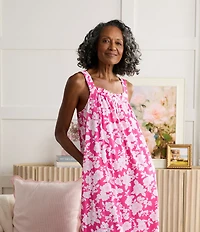 Carole Hochman Floral Print Sleeveless Round Neck Jersey Knit Long Nightgown