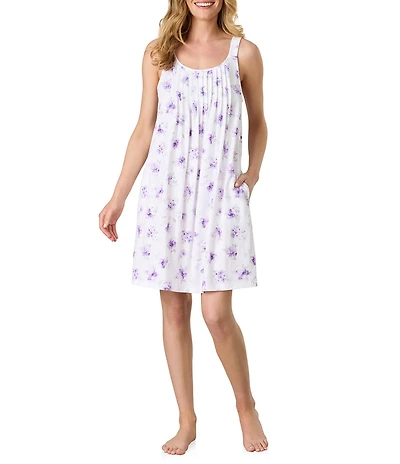 Carole Hochman Floral Print Sleeveless Scoop Neck Jersey Knit Short Nightgown