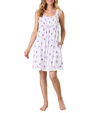 Carole Hochman Floral Print Sleeveless Scoop Neck Jersey Knit Short Nightgown