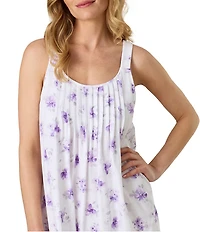 Carole Hochman Floral Print Sleeveless Scoop Neck Jersey Knit Short Nightgown