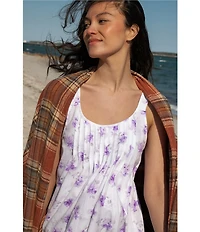 Carole Hochman Floral Print Sleeveless Scoop Neck Jersey Knit Short Nightgown