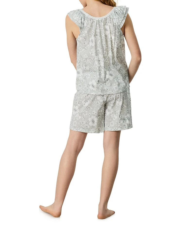 Carole Hochman Floral Print Sleeveless V-Neck Jersey Knit Bermuda Pajama Set