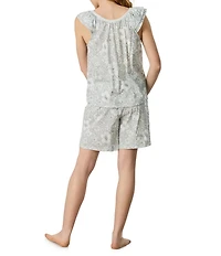 Carole Hochman Floral Print Sleeveless V-Neck Jersey Knit Bermuda Pajama Set