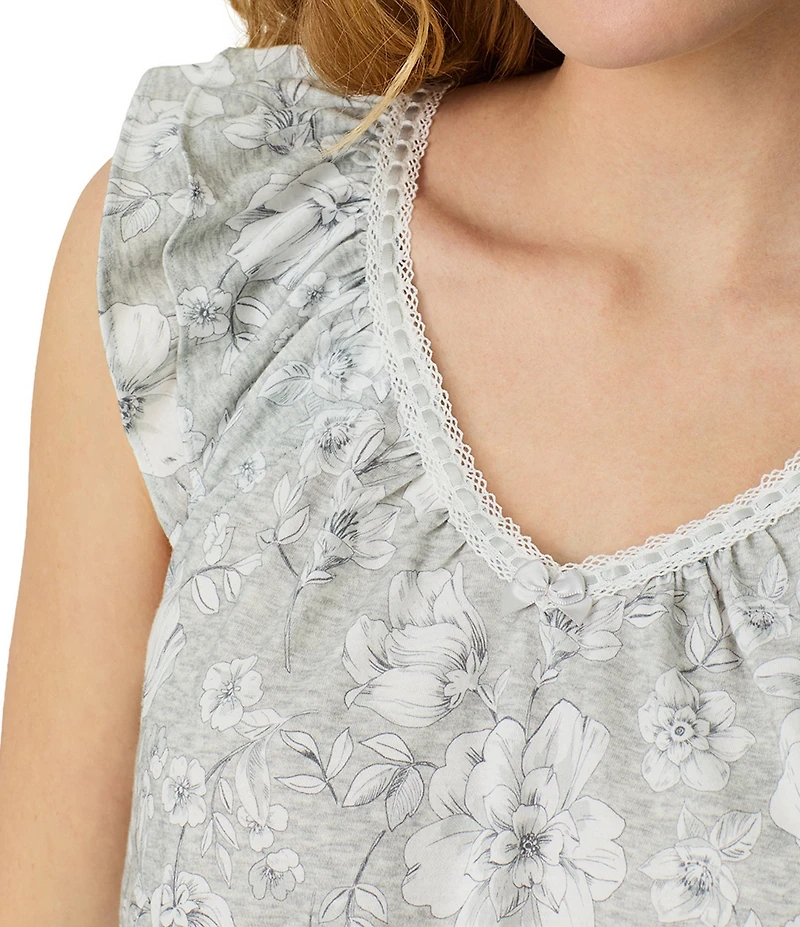 Carole Hochman Floral Print Sleeveless V-Neck Jersey Knit Bermuda Pajama Set